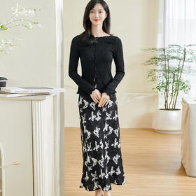 剩S/M 米思阳2026春季新款知性气质时尚套装重工提花半身裙两件套女1062