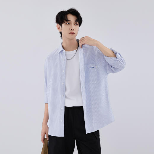 【新品上新】HX 春秋季翻领长袖衬衫纯棉S103533135101 商品图2