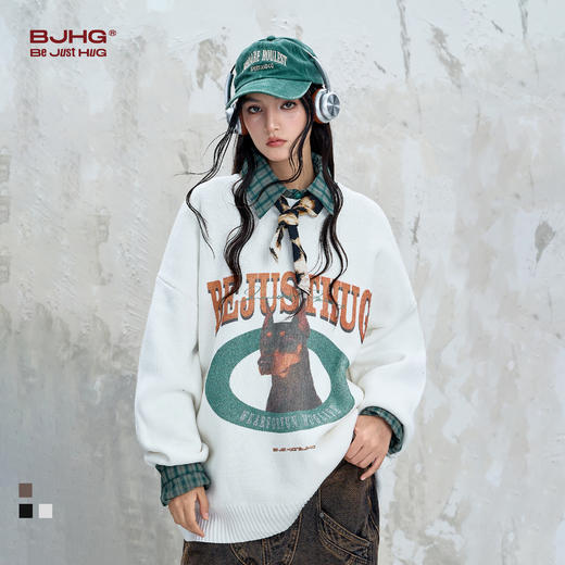 BJHG不计后果新款杜宾毛衣男款秋季重磅加厚情侣针织衫外套毛衣女 商品图0