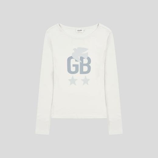GOODBAI 星星白鸽GB印花正肩收腰长袖T恤 商品图1