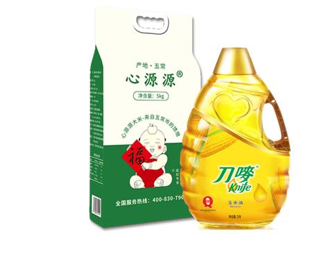 粮油实物券(米油)	心源源五常稻花香大米5KG+刀唛玉米油3L 商品图0