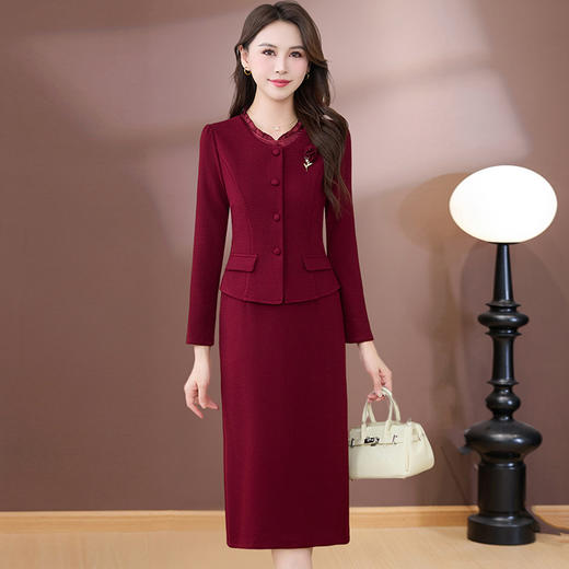 QYM SDB18-Y假两件连衣裙气质时尚优雅拼接妈妈裙 商品图1