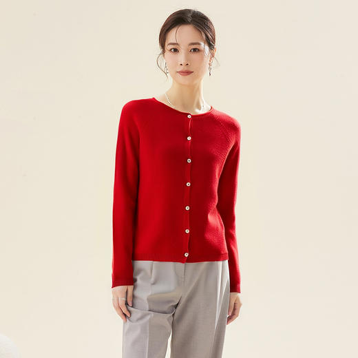 罗蒙秋冬女士圆领羊毛衫文艺简约打底针织衫毛衣显瘦内搭上衣外套 商品图3