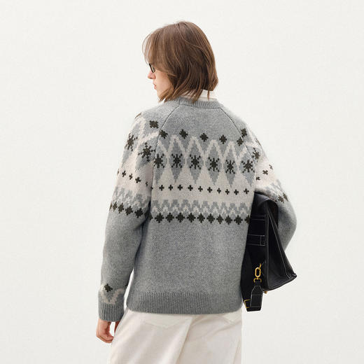 714street羊毛混纺费尔岛毛衣男2025秋冬情侣款落肩宽松针织衫女 商品图2