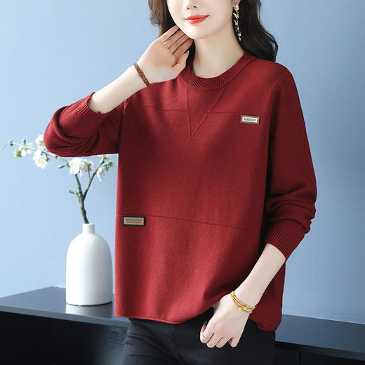 E6670-148中年女士毛衣百搭针织衫2025新款冬装遮肚子上衣大码妈妈打底衫潮 商品图3