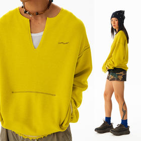 双面穿开叉弯刀袖宽松短卫衣🎭