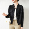 丁摩真丝短外套女小衫新款单排扣开衫立领减龄桑蚕丝短款AL1225 商品缩略图3