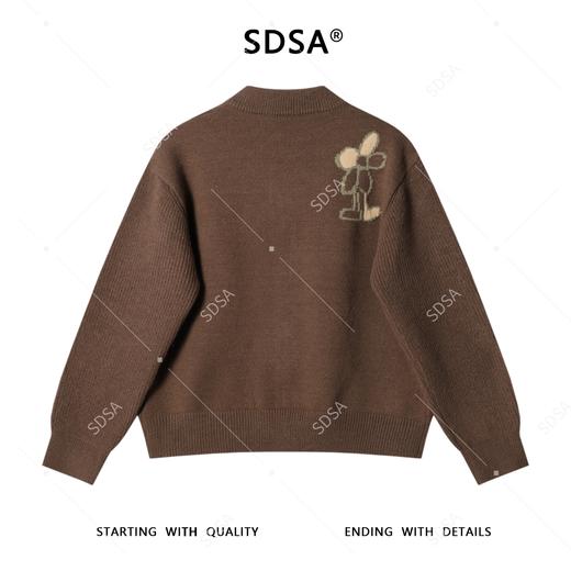 72623SDSA男士秋冬新款痞帅男装潮牌撞色钩花朵设计拉链开衫针织衫百搭 商品图5