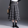 QYM 766-Y不规则半身裙时尚高腰裙气质格纹中长裙 商品缩略图1