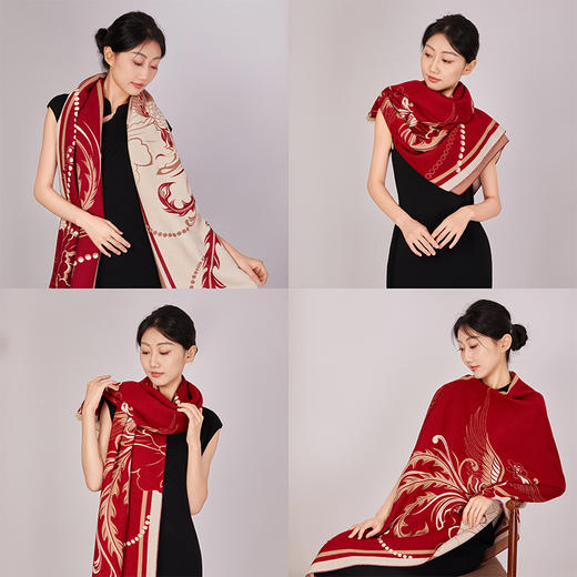 【故宫围巾】有凤来仪围巾披肩两用女外搭红色新婚结婚订婚生日礼物 商品图7
