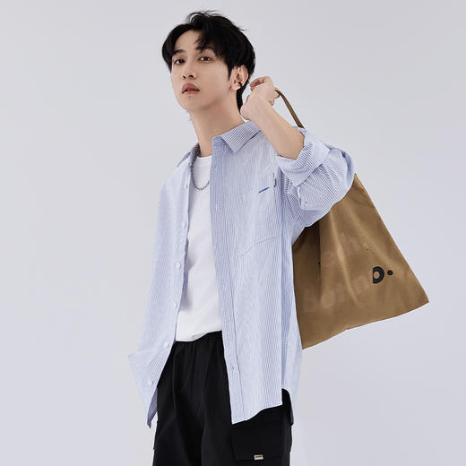 【新品上新】HX 春秋季翻领长袖衬衫纯棉S103533135101 商品图1