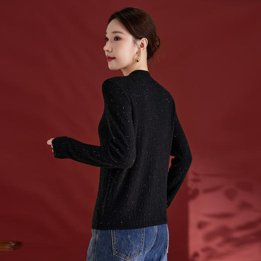 SM 1536一线成衣珠片纱羊毛衫时尚洋气显瘦毛衣圆领针织衫 商品图3