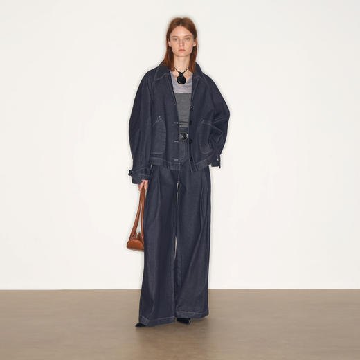 lost in echo2025早秋新款高级时尚宽松斗篷原色牛仔风衣短外套女 商品图0