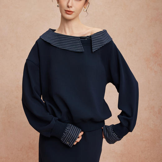 QG102斯尔丽25新款休闲时尚不费心机的套装搭配廓形上衣直筒裙减龄套装 商品图4