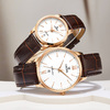 依波表EBOHR手表礼物女简约情侣石英表百搭真皮表带男士手表5186 商品缩略图1