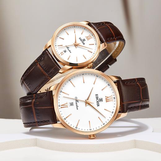 依波表EBOHR手表礼物女简约情侣石英表百搭真皮表带男士手表5186 商品图1