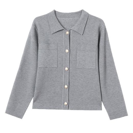 SC7-9102-168针织开衫春秋外搭大码女装2025新款气质减龄翻领毛衣秋季纯色外套 商品图4