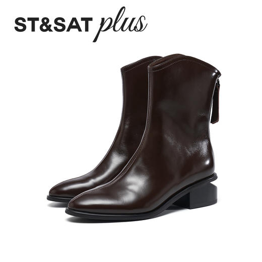 【绒里可选】星期六职场干练油蜡牛皮短靴SSD4116135/SSD4118135 商品图5