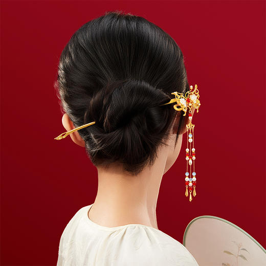 【故宫饰品】蝴蝶发簪新中式流苏盘发簪子发钗古风高级感生日礼物女 商品图6