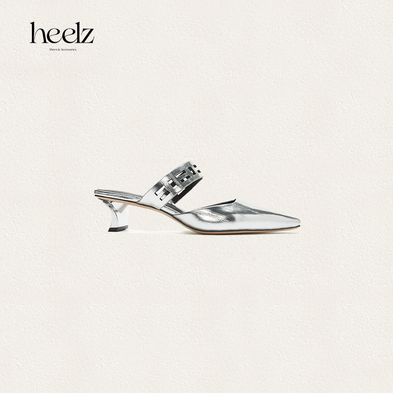 heelz设计师手工鞋履 ｜H几何繁花条带 穆勒鞋45mm