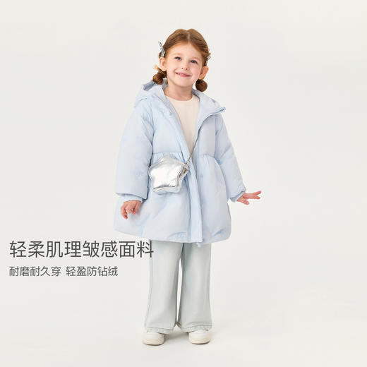 【无氟防泼水】马克珍妮女童甜趣蝴蝶结中长款花苞羽绒服2025年冬装新款551739 商品图3