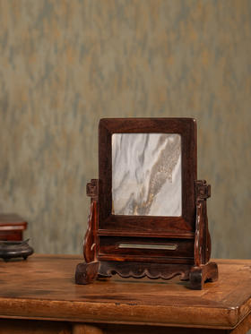 二十世纪	紫檀镶云石插屏