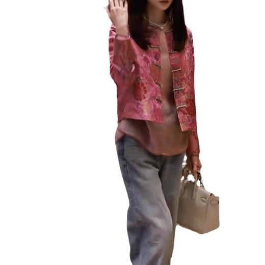 丁摩女装粉色新中式国风潮御姐穿搭洋气盘扣短外套5ZF-9154 商品图4