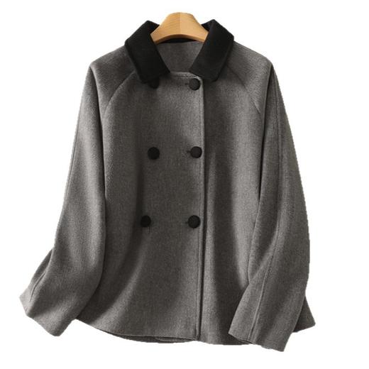 雀说新款文艺宽松大码女装显瘦灰色呢子大衣毛呢外套AL6156 商品图4