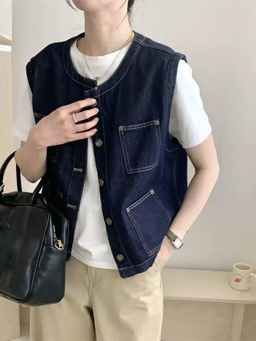 四口袋牛仔马甲 商品图2