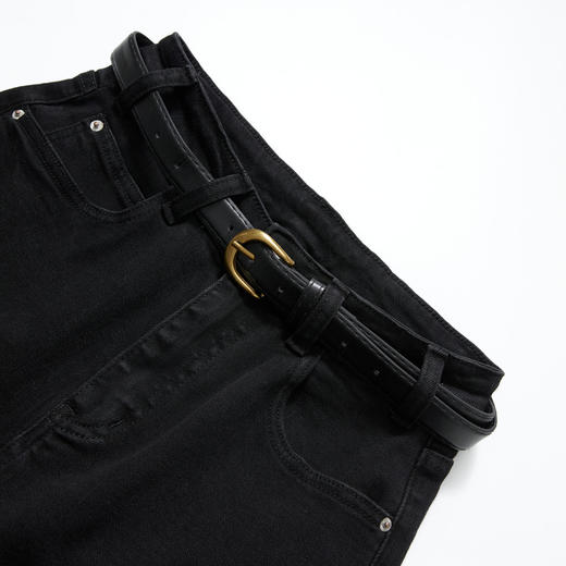 西遇韩系气质牛仔裤女秋季新款高腰显瘦直筒裤窄版阔腿裤长裤H0051298 商品图5