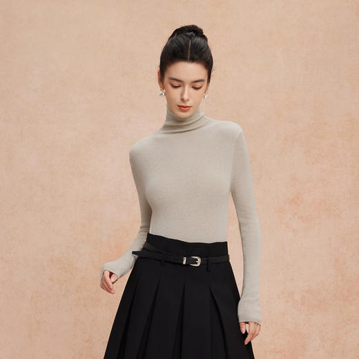 QG632斯尔丽25秋季新款超细纱支高领打底百搭细腻柔软贴身长袖针织衫 商品图2