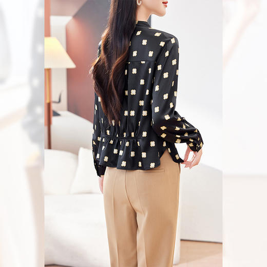 KQ珍珠缎重磅真丝衬衫女长袖2025年秋装新款气质显瘦桑蚕丝品牌上衣 商品图3