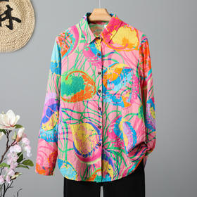 雀说新款文艺宽松大码显瘦长袖洋气彩色衬衫上衣AL3600