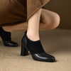 【预售5天】新款粗跟高跟鞋女春秋圆头深口窝窝单鞋英伦风小皮鞋MNLS&D2552 商品缩略图1