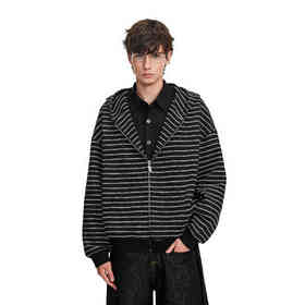 FDR官方店 条纹闪闪连帽卫衣女2025新款秋季潮牌情侣宽松外套男