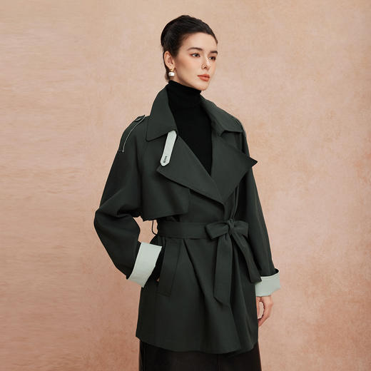 QG001斯尔丽25新款经典复古时尚慵懒风不压个子一手长廓形小个子风衣 商品图7