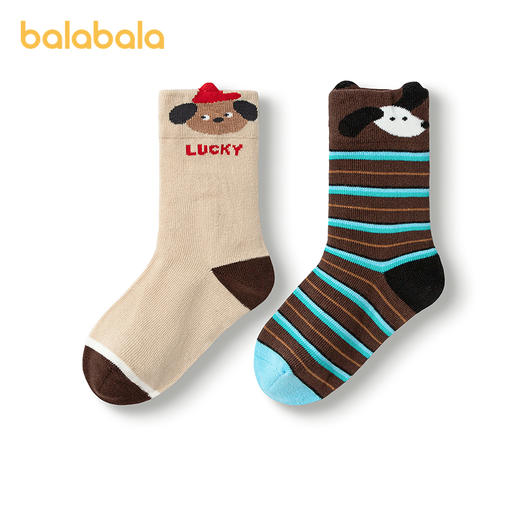 巴拉巴拉宝宝袜子冬季萌趣袜婴幼儿中筒袜提花两双装 商品图4