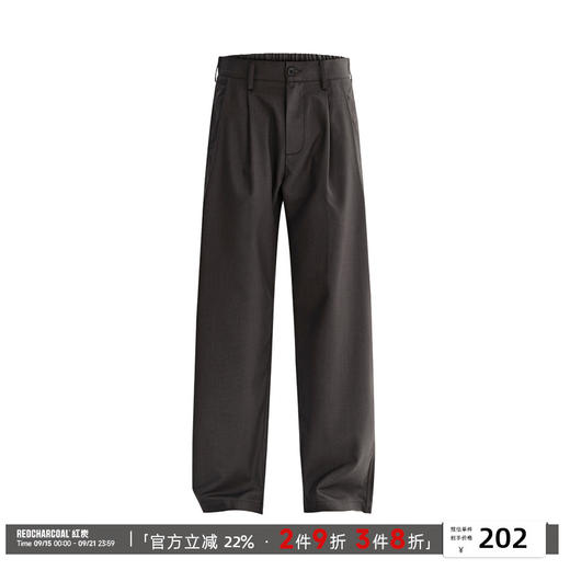 REDCHARCOAL 红炭深灰色叠褶垂感直筒西裤夏新款休闲裤男西装裤子 商品图0