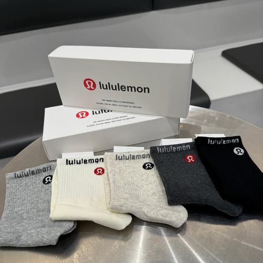 礼盒装，lulu长袜潮袜时尚百搭🔥新款四季新款中筒纯棉袜子！完美盒装！一盒5双装！ 商品图6