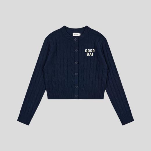 GOODBAI 粗体logo贴布绣圆领扭绳针织开衫 商品图4