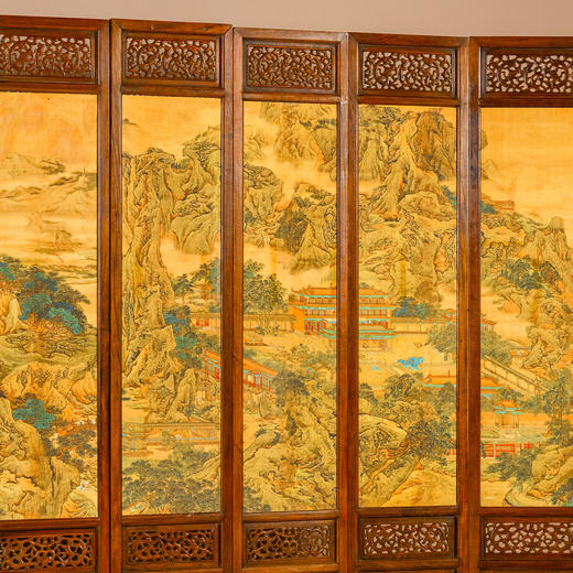 清中期	黄花梨透雕螭龙纹十二扇炕屏 商品图2