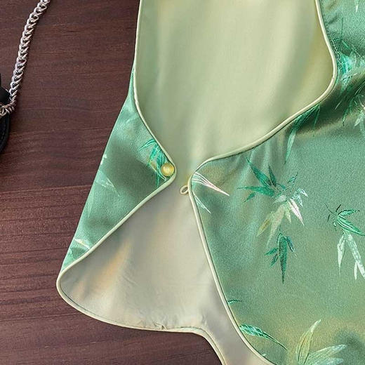 雀说新中式国风提花缎面马甲背心复古高级感名媛唐装盘扣上衣大码AL 商品图3