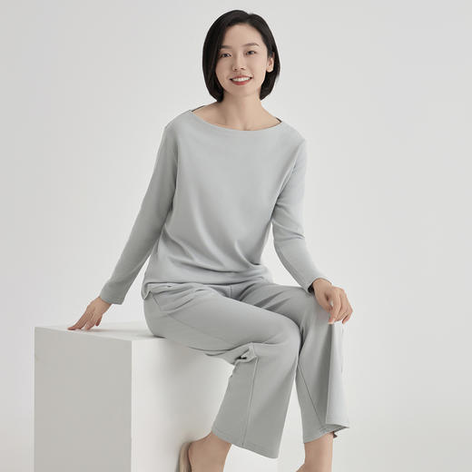 weyo秋季新款轻盈亲肤女舒感棉一字领长袖套服家居服套装50713 商品图1