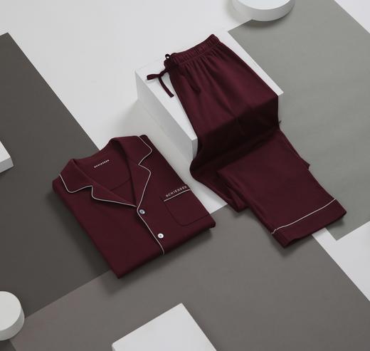 【经典棉莫套装】SCHIESSER德国舒雅男士翻领经典款棉加莫代尔中型厚度长袖长裤秋初冬套装35/26173H 商品图1