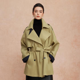 QG001斯尔丽25新款经典复古时尚慵懒风不压个子一手长廓形小个子风衣