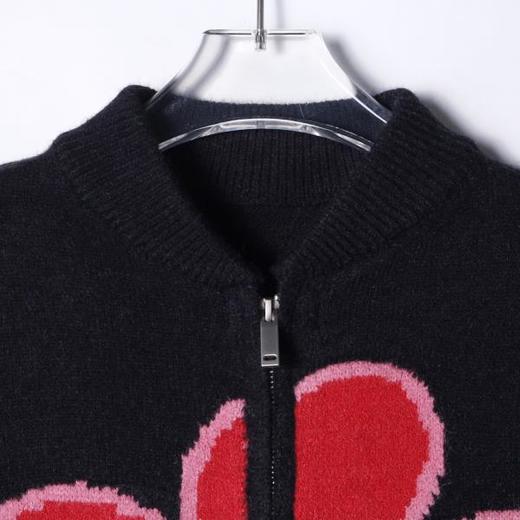 72623SDSA男士秋冬新款痞帅男装潮牌撞色钩花朵设计拉链开衫针织衫百搭 商品图2