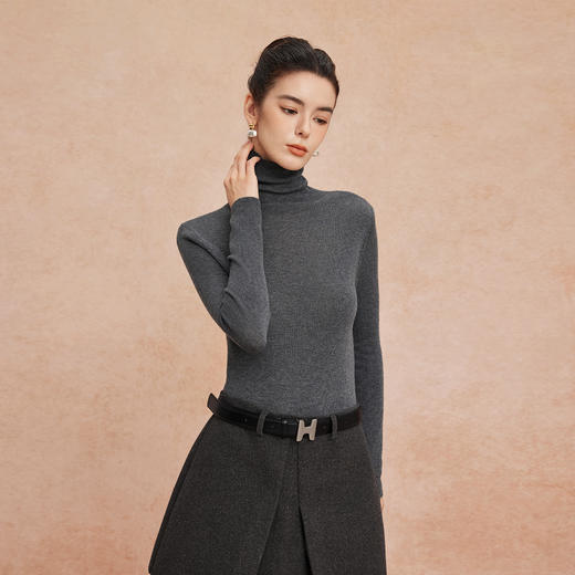 QG632斯尔丽25秋季新款超细纱支高领打底百搭细腻柔软贴身长袖针织衫 商品图12