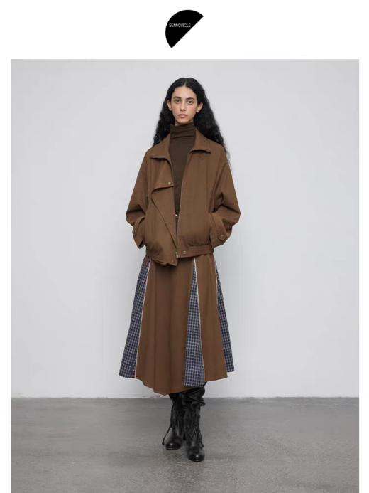 半圆/Q5521770/立领长袖麂皮外套 商品图1