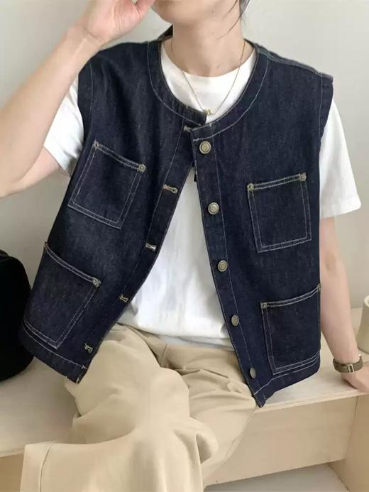 四口袋牛仔马甲 商品图1