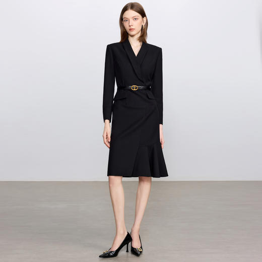 IWY/气质西装连衣裙女收腰显瘦黑色职业装干练通勤正装Q1445 商品图0